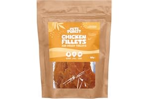 Pets Purest Chicken Fillets for Dogs, 100% Natural Chicken Breast Fillets Dog Treats - Low Fat, Grain Free Dog Chews Suitable for Puppy & Senior - 100g