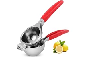 Uaugulft Spremiagrumi manuale con impugnatura morbida, ad alta resistenza, per spremere limone e agrumi, facile da pulire, 21 cm, manico rosso