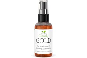Isabella's Clearly GOLD, 100% Natural Tanning Oil with Bronzer | Moisturising Sun Tan Accelerator Body Oil for a Healthy Bronze Glow with Olive, Carrot Seed and Coconut | Made in USA (60 ml)
