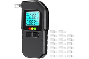 beseloa Ethylotest Electronique à Double Capteur, Portable Testeur d'alcool avec Écran LCD Numérique, Précision de Qualité, pour Usage Personnel et Professionnel, avec 20 Embouchures