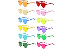 BIRDDIE Lot de 12/24/36 Lunettes de Soleil Cœur Coloré Lunette de Soleil Plastique Hippie Rétro Transparentes Multicolores Lunettes sans Monture pour Carnaval Fête Anniversaire