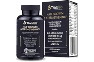ThickTails Hair Growth Vitamins Supplement - For Women With Thinning Hair Due to Menopause And Stress. Anti Hair Loss Regrowth Tablets With Biotin Saw Palmetto Horsetail. DHT Blocker. 1 Month Supply
