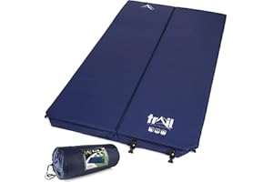 TRAIL OUTDOOR LEISURE Trail Double Self Inflating Camping Mat, 2 Person Inflatable Sleeping Mattress, Expandable Foam Core for Comfort, Drawcord Travel Bag (L186cm x W110cm x D2.5cm)