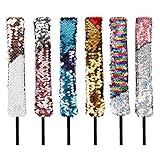 【Diseño cómodo】 Los aros de colores con brillo están hechos de un buen cordón elástico, flexible, con terciopelo negro súper suave, no dañan su cabello y son cómodos de usar, antideslizantes y elásticos.