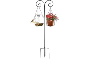 LUVODI Ganci per pastore da giardino, confezione 1 ganci per luci solari esterno casetta uccellini, entrambi lati, appendere spirali anti zanzare lanterne ghirlande lampadine decorazioni regolabile 90-190cm