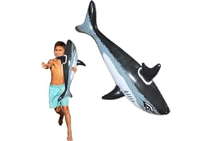 Holder Inflatable Shark 86 cm Inflatable Blow Up Novelty Shark Large Swimming Pool Black Toys Children Shark, Shark Inflatable Pool Float, Inflatable Shark Pool Floats, Black (DFB)