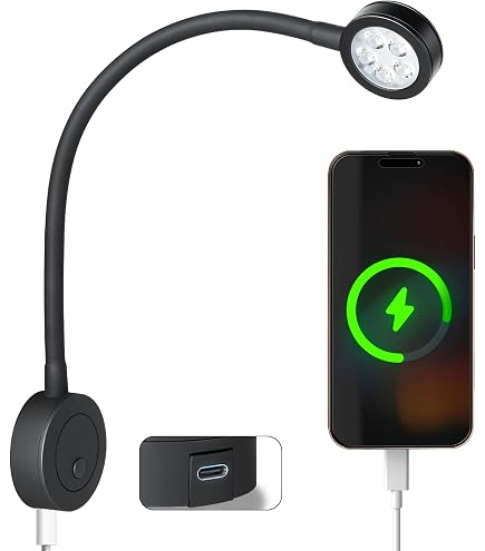 Lampe De Lecture LED 12V Obeaming - Flexible, Lumière Chaude 3200K, Chargeur USB - Pour Camping-car, Van