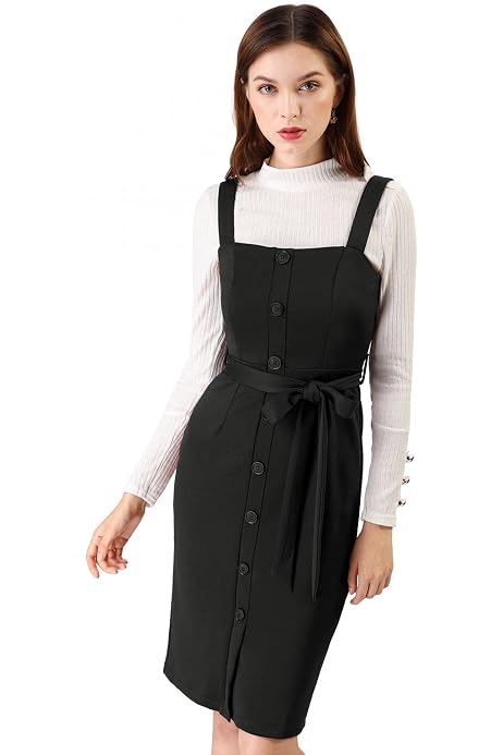 Stretchy Jumper Suspender Overall Dress 