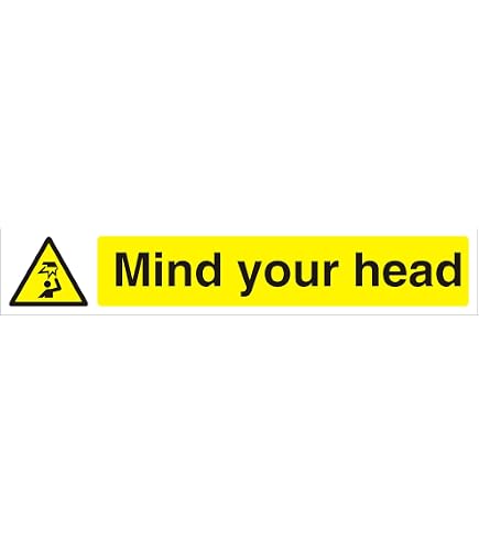 Seco Cartello Mind Your Head, 600 mm x 100 mm – vinile autoadesivo