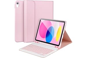 APHBZGE iPad 10th Generation Case with Keyboard,Keyboard Case for iPad 10th Gen 2022 10.9’’Keyboard for iPad 10th Gen with Pencil Holder,Detachable Bluetooth Keyboard Case for iPad 10.9 2022,Pink