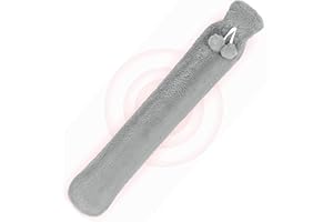 RIYANED Bolsa de Agua Caliente,Bolsa de agua caliente larga – Bolsa de agua caliente de 2 litros de caucho natural suave con funda de piel y tapa, puede mantenerse caliente y terapia de calor (Gris)