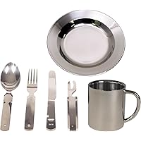normani Camping Edelstahl Geschirrset Besteck + Teller + Tasse