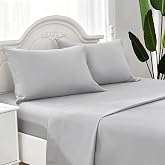 3-Piece Sheet Set for 90 x 190 cm Beds, 100% Polyester, Grey | Fitted sheet 90 x 190 + 25 cm, top sheet 16 x 260 cm and a pil