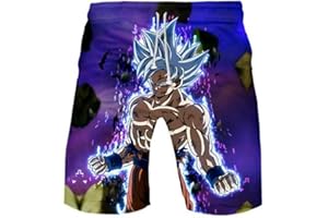WANHONGYUE Anime Dragon Ball Z Goku Trajes de Baño Shorts de Playa Hombre 3D Imprimir Pantalones Corto Beach Board Shorts Swim Trunks