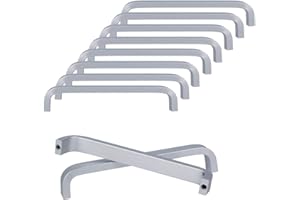 SPDYCESS 10 Piezas Tirador de Aleación de Aluminio Tiradores para Muebles Cajones Armario Alacenas Cocina Palancas de Puerta Plateados(Distancia del Agujero 96MM)