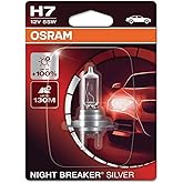 Osram H7 Night Breaker Silver Headlight Bulb, 12V 55W, 100% More Light, 130m Distance