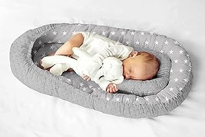 KOSPU Multifunktionale Kuschelnest Babynest Kokon für Babys und Säuglinge, Nestchen, Reisebett, 100% Baumwolle, antiallergisch