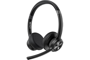 TECKNET V5.2 Bluetooth Headset mit Mikrofon, Wireless Headset mit Noise Cancelling und Stummschaltung Mikrofon, Wiederaufladbar On-Ear Kopfhörer kabellos für Trucker/Callcenter/Büro - 50+ Std. Akku