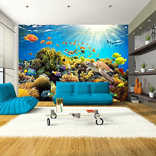 FOTOTAPETE 350x245 cm - VLIES TAPETE PREMIUM - PROFI QUALITÄT - Top moderne Wanddeko - Riesen Wandbild - Top Design Tapete - Neue exklusive Edition mit noch besser Druckauflösung - Deutsches Premium Vlies - Fisch Natur b-A-0002-a-a