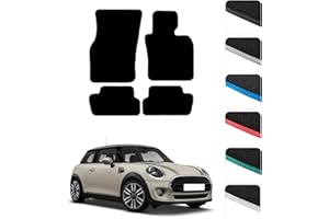 GCM - Car Floor Mats for MINI 2014 To 2024 (F56) 3 Door Full Coverage Floor Protection - Anti Slip & Fit Car Mat Easy to Clean Car Carpet for All-Weather- Black Edging, Carpet