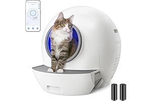ELS PET Selbstreinigende Katzentoilette: Katzenklo Extra-Groß Automatische Katzentoilette mit APP-Kontrolle & Sicherer Alert & Smart Health Monitor für Mehrere Katzen (schneeweiß)