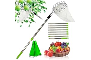 PASLFC 3.4m Obstpflücker mit Teleskopstiel Apfelpflücker Obstpflücker für Kirschen Kirschenpflücker mit Teleskopstiel Kirschpflücker mit Teleskopstiel Zitrus Birnen Kirschen Pflücker Pflaumenpflücker