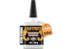 ARKA Colla istantanea in gel per ceramica e porcellana – KRAFTPROTZ XXL 50 g – trasparente, resistente al calore e lavastoviglie – punta anti-secco – adesivo per tazze, piatti, terracotta, decorazioni