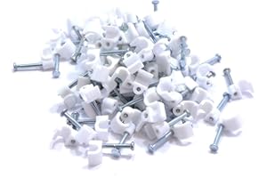 Nartel® Round Cable Clip, 3.5mm - White, Telephone Cable, Pack of 100