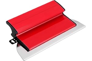 SEIUDKTY Couteau à Enduire, 25cm Acier Inoxydable - Ensemble Spatule Enduit Lissage, Manche En Forme De Z - Pour Béton Et Murs En Béton, Rouge