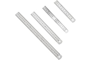 CHENYU 4 Stück Stahllineal Lineal Metall 10 15 20 30 Cm (4, 6, 8, 12 Zoll) Messwerkzeuge, Geeignet FüR BüRo, Schule, Arbeitszimmer Zu Hause