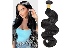 Jucames Extension Capelli Veri Umani Body Wave Human Hair Bundles Tessitura 100% Unprocessed Virgin Remy Brasiliano Double Weft Extensions Colore Nero Naturale for Woman 22 Inch
