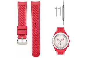 Ziknow Slicone Watch Straps for Moonswatch Swatch 20mm Curved End Moonwatch Strap for Omega X Swatch Speedmaster/Rolex/SEIKO Replacement Straps for Men Women