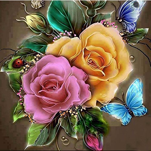 aihome DIY 5D Blume Diamant Rund Malerei Kreuzstich Kits Diamant Stickerei Diamant Mosaik Home Dekoration Vase and Flower