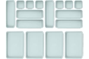 Famhap Organiseur de tiroir, 16 pièces avec 3 tailles, boîte de rangement pour cuisine, maison, bureau et maison (vert)