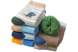 Alxad Chaussettes Chaudes en Coton pour Enfants Chaussettes Thermiques en Laine Mérinos, Chaussettes Hiver Fille Chaussettes ÉPais, Motif Animaux Chaussettes pour Filles/Garçons, 5 paires
