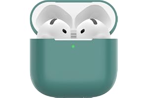 Nemteur Fodral för Airpods 4, tunt skyddsfodral i silikon för AirPods 4th 2024 (USB-C) synligt LED-frontskal, tallgrön