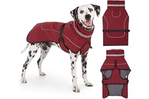 Axcimond Mantel Hund Wasserdicht Winter Hundemantel Warm Wasserdicht Hundejacke Fleece Hundepullover Hundemantel mit Fellkragen Reflektierend Winterjacke für Kleine Mittlere Große Hunde Regenmantel