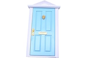 NABETA DECO Holz Wichteltür Weihnachtsdekoration Mini Holz Elfen Tür Rot Rosa Blau Puppe Haus Möbel Dekoration Zubehör Tür Öffbar…