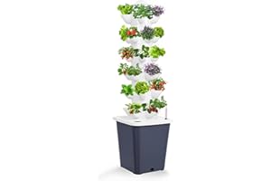 LIROPAU Hydroponic Growing System 30 Pods Hydroponics Tower Garden for Indoor Herbs, Fruits, And Vegetables, Aeroponics Growing Kit with Hydrating Pump and Movable Water Tank for Gardening Lover