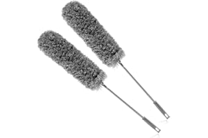 COM-FOUR® 2X plumeau avec Manche télescopique, essuie-poussière Extra Long et Extensible, pour Hauts plafonds, balais en Toile d'araignée, Longueur 80-240cm (2 pièces - Anthracite)