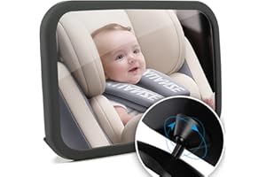 Specchio per Bambini Funbliss - Riflettore Posteriore per Bimbi in Auto, Accessori Auto Neonato, Controllo Sicurezza Bambini, Rotazione a 360°, Vetro Non Rompibile - Adatto per Tutti i Poggiatesta