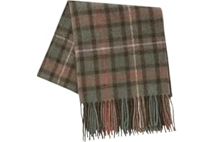 BRAW CLANS TARTANS 100% Pure Lambswool Tartan Scarf for women and men - 60x12 Unisex, Brushed wool winter long soft warm tartan check scarves - Gift for Christmas