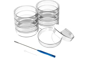 FOUR E'S SCIENTIFIC Boîte de Petri Verre 90mm x 20mm, 10pcs Boîtes de Petri de Laboratoire avec Inoculating Loop Réutilisable, pour Plaques d'Agar/Laboratoire/Projet Scientifique Scolaire