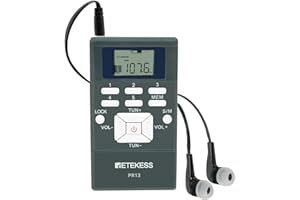 Retekess PR13 FM Radio Portable Mini Stereo Radio with Earphones Battery Powered for Conference Simultaneous Interpretation Tour Guide Team (Black)