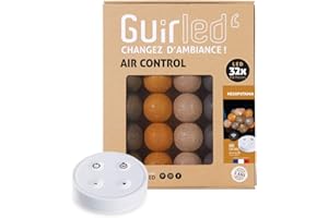 GuirLED - Guirlande lumineuse boules coton LED USB - Télécommande sans fil - Veilleuse bébé 2h - Adaptateur secteur double USB 2A inclus - 4 intensités - 32 boules 3.2m - Mesopotamia