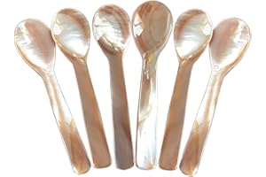 DUEBEL Cucharas Nacar para Caviar, Cucharas de Nacar Set (Rosas, 9_cm)