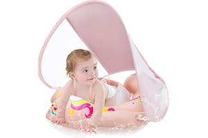 Lorrtta Baby Pool Float with Detachable UPF 50+ Sun Canopy - Adjustable Floater for Infants 3-36 Months, Inflatable Design with Secure Safety Seat, Waterproof & Non-Toxic