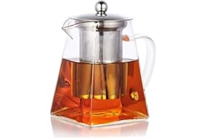 PluieSoleil Théière en Verre Avec Infuseur en Acier Inoxydable Théière avec Filtre Résistant à La Chaleur Idéal pour Le Thé Et Le Café 700ML