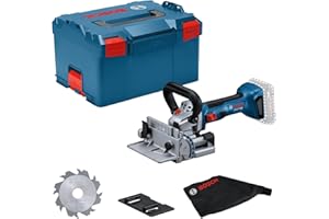 Bosch Professional 18V System Akku-Flachdübelfräse GFF 18V-22 (inkl. Scheibenfräser Ø 105 mm, Staubbeutel, Anklippscheibe, Zweilochmutterndreher, Einlage, L-BOXX, ohne Akku/Ladegerät)