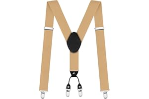 AUYAO Męskie szelki, męskie regulowane szelki z mocnymi klipsami, wytrzymałe szelki o szerokości 3,5 cm, elastyczne szelki z 4 klipsami dla mężczyzn, trwałe szelki dla mężczyzn, kobiet, biznesowe, na